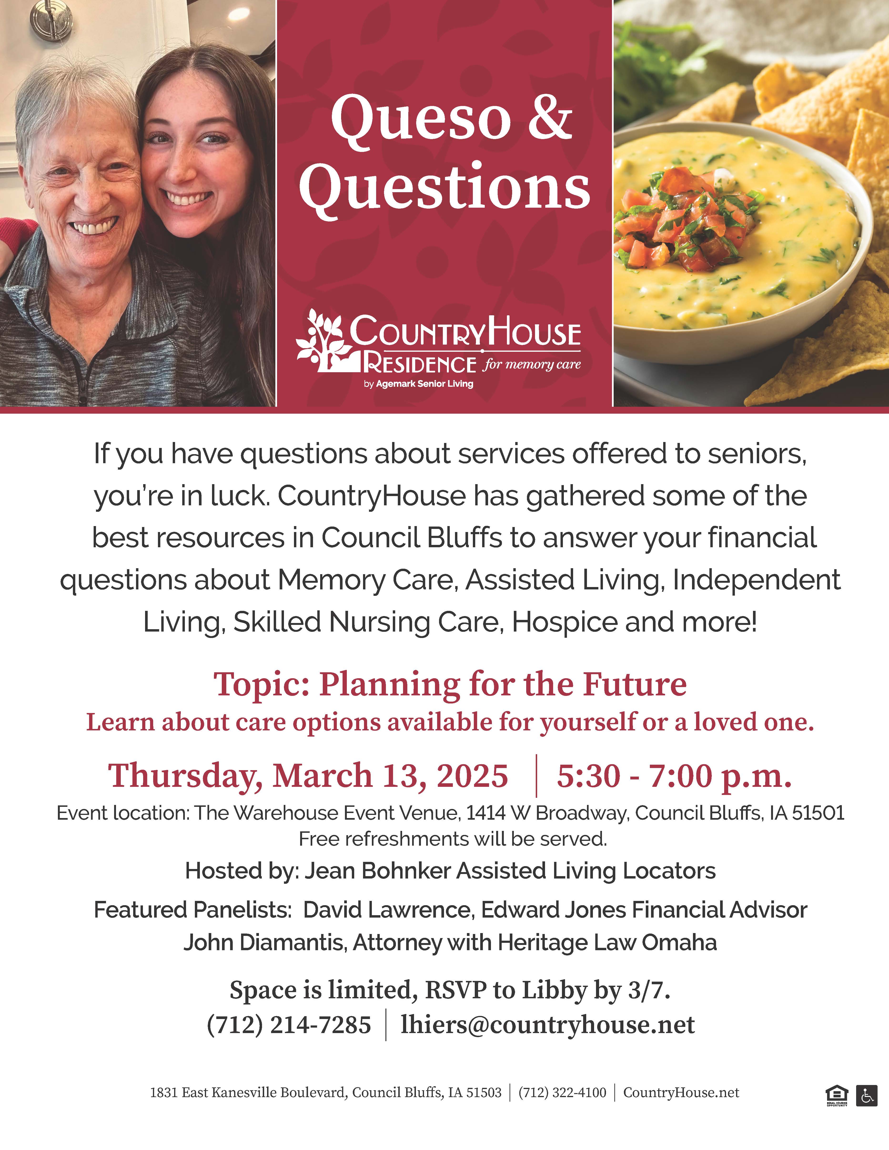Queso & Questions at Country House Residence Planning for the Future